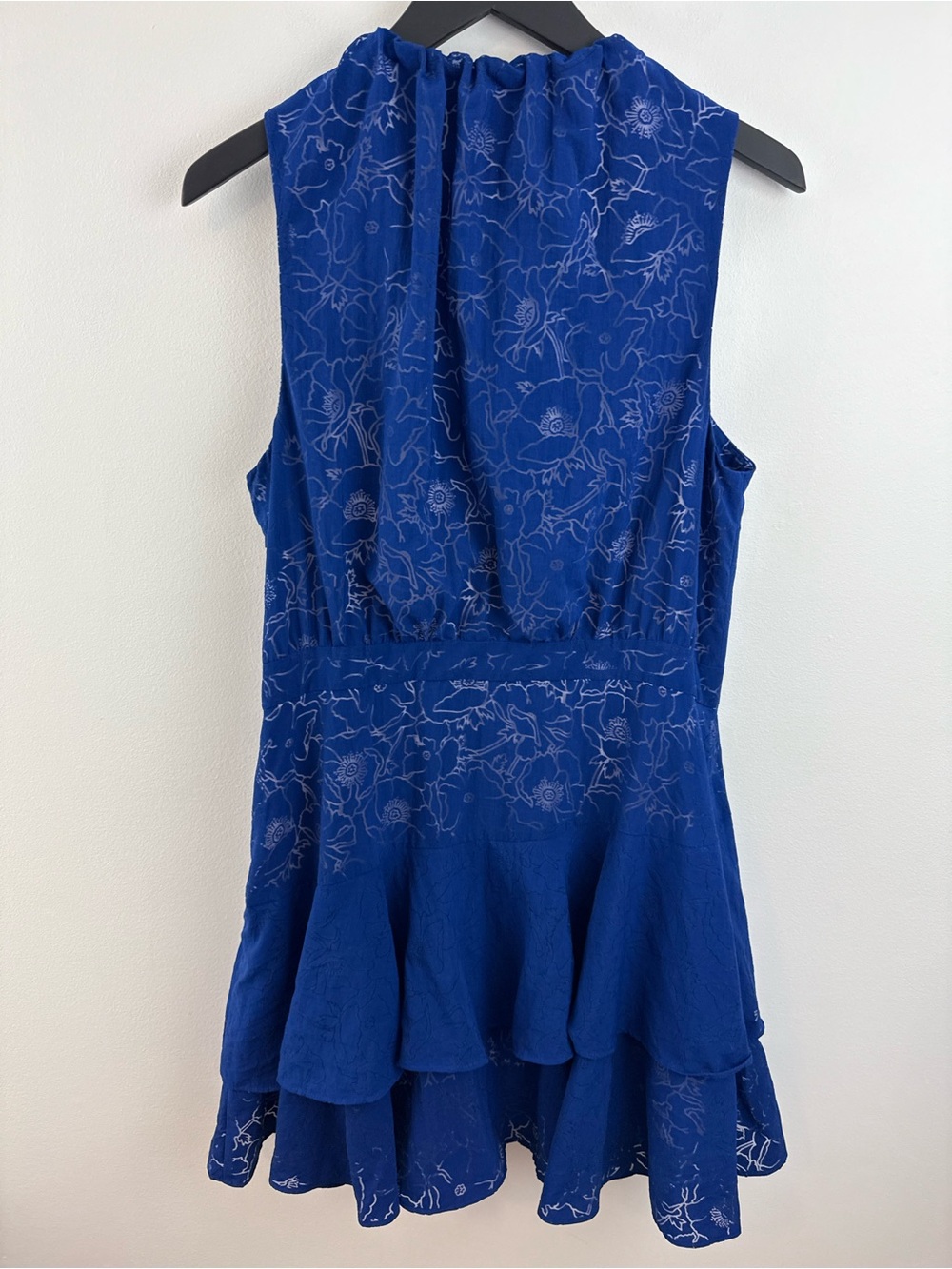 TED BAKER Timmia Asymmetric Tiered Mini Dress. Cobalt blue. Size XL - Picture 11 of 11
